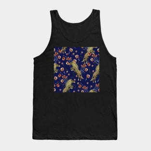 Golden zebra with red watercolor flowers Tank Top